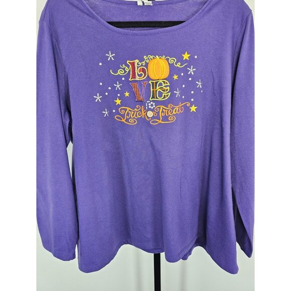 EST 1946 Womens Halloween Long Sleeve Plus Top-Purple-SZ 22/24W - Picture 2 of 8